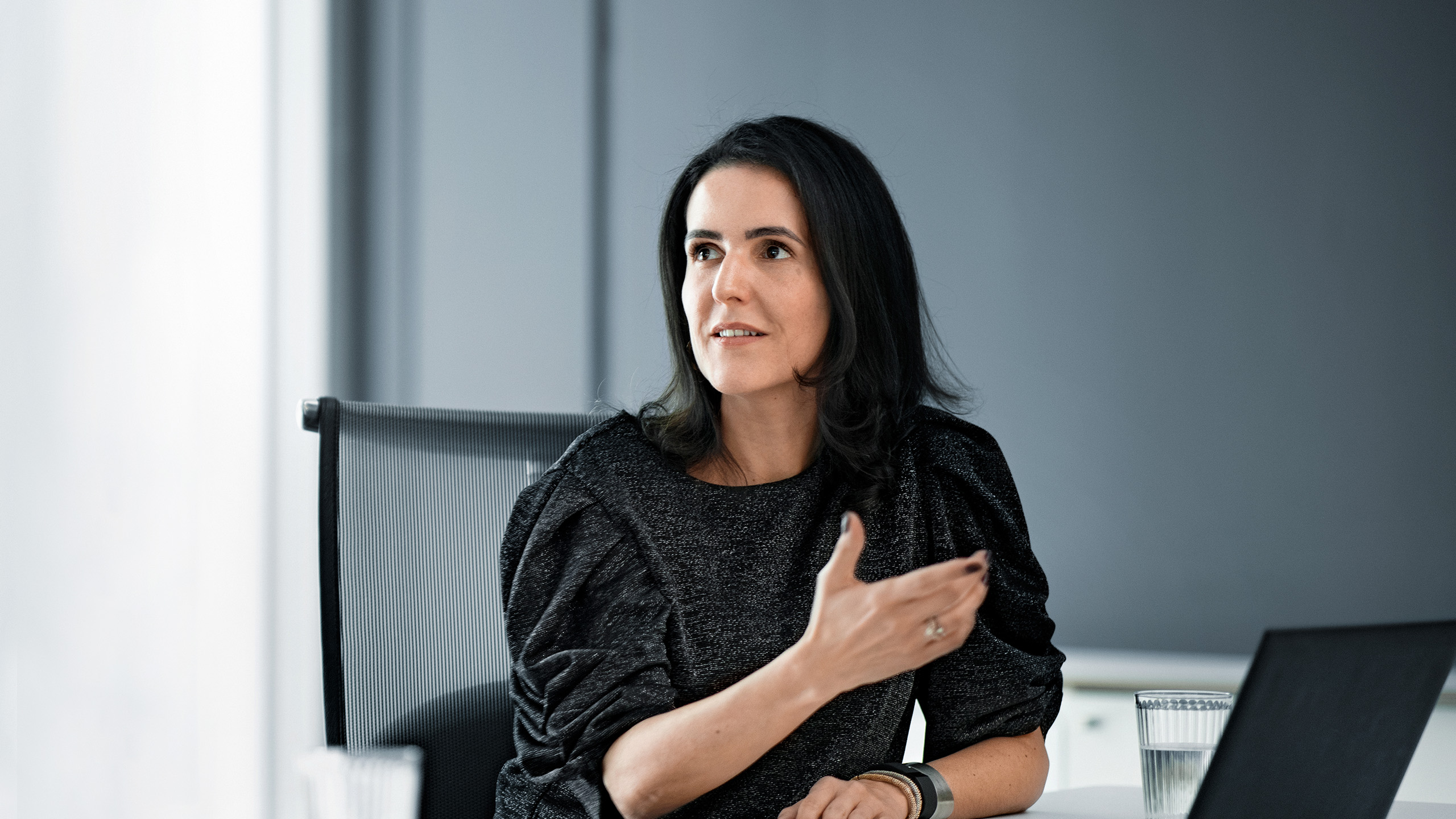 a woman sitting in a chair