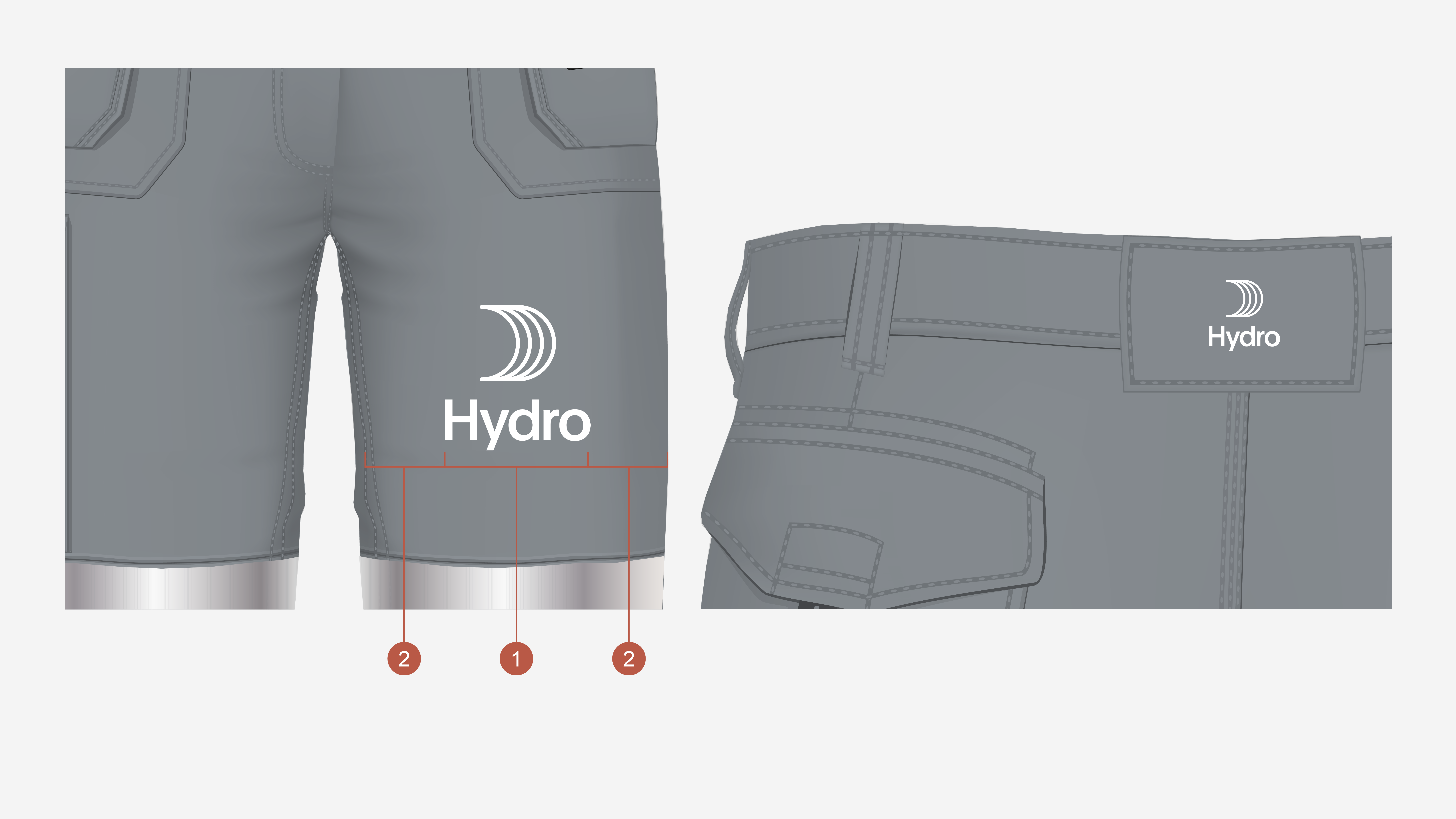 a pair of grey and white shorts