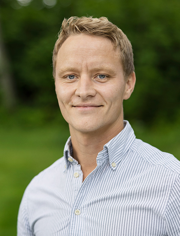 a man in a striped shirt