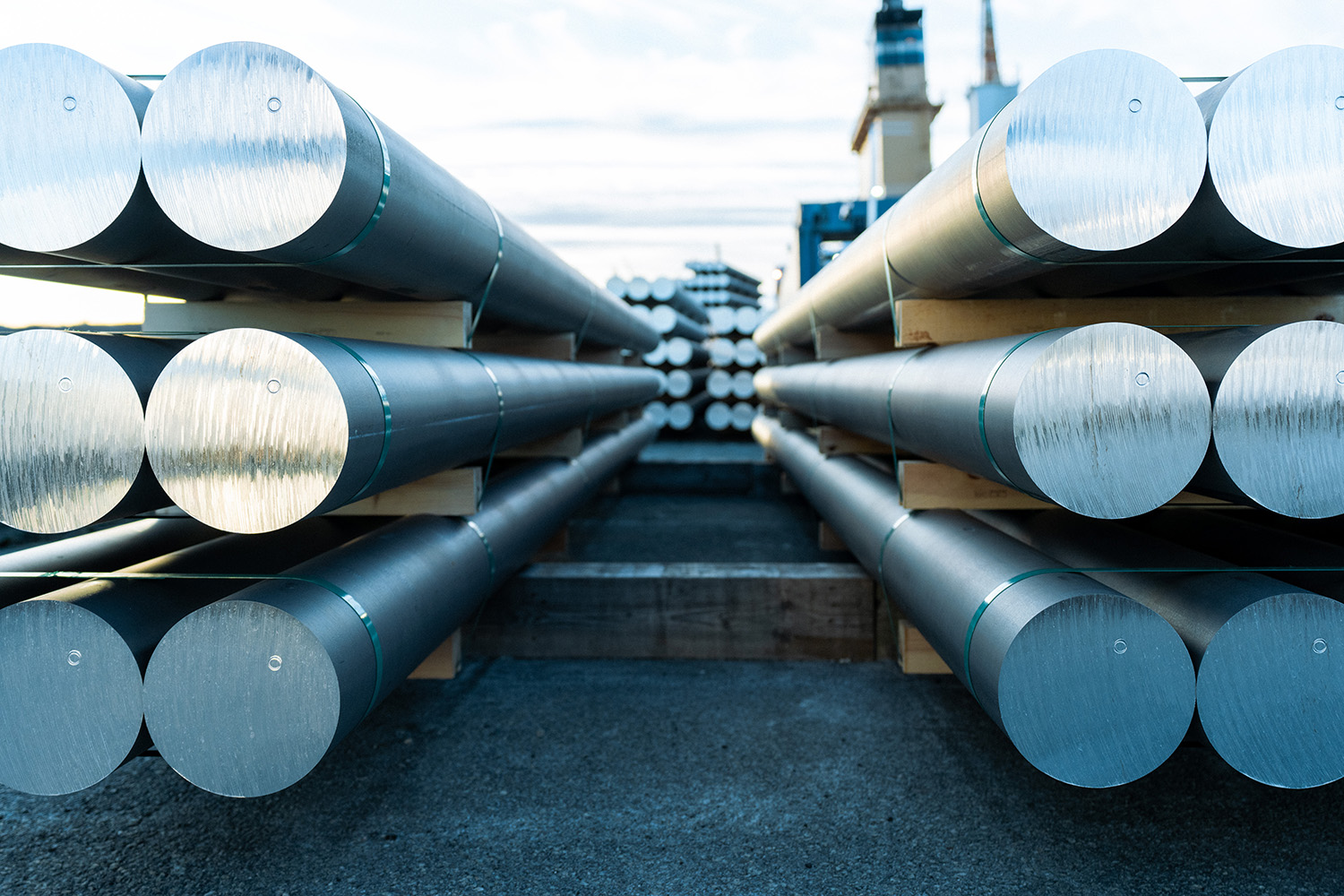 a group of metal pipes