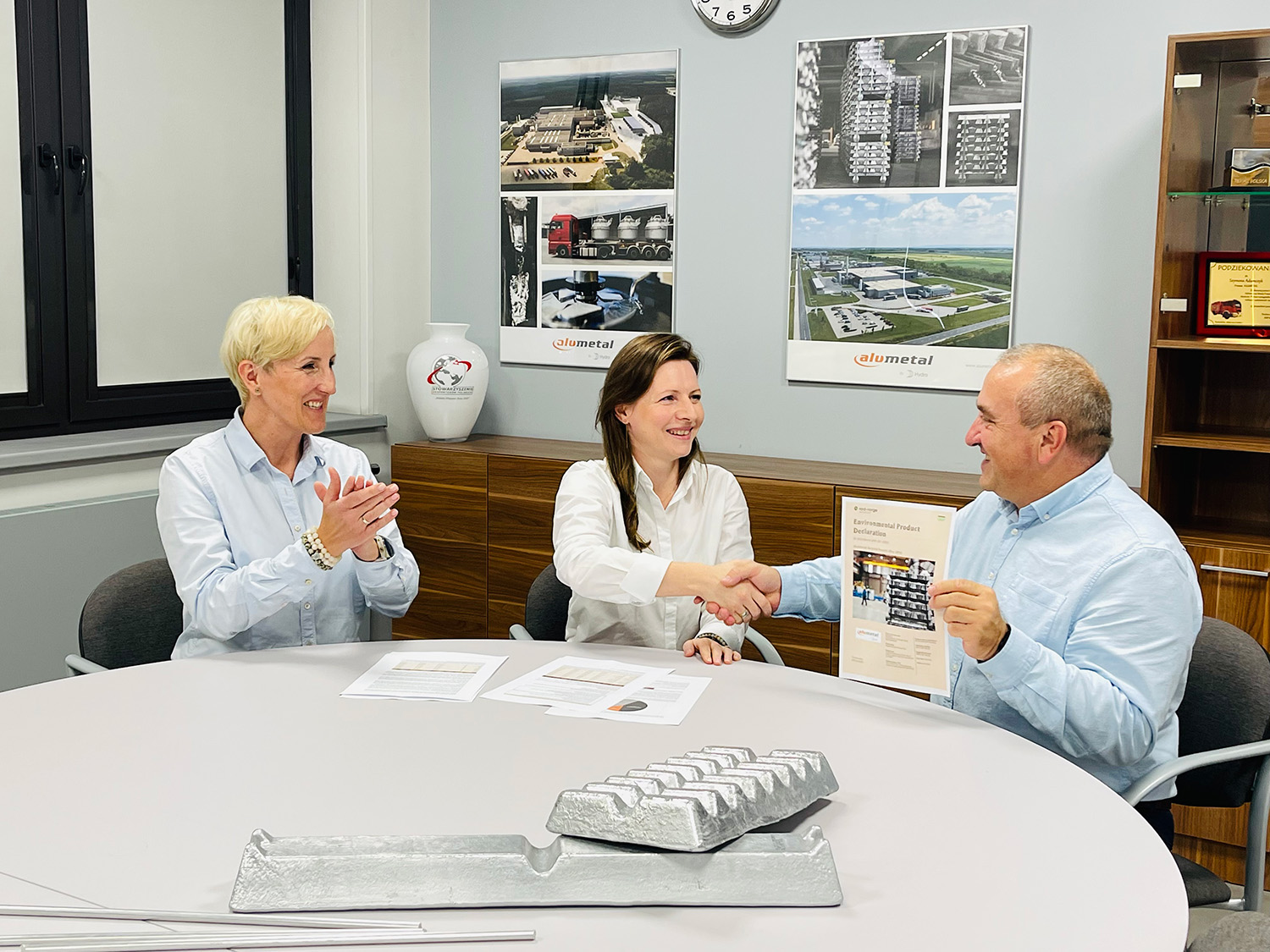 a few people sitting at a table