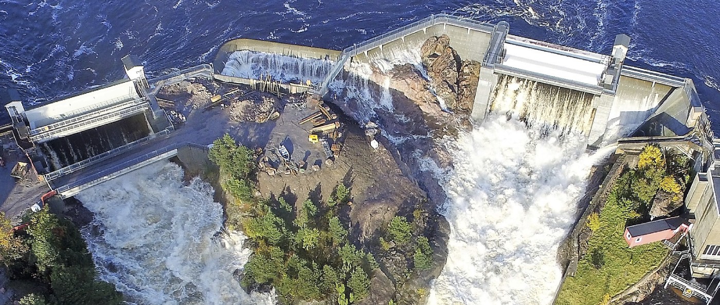 aerial view of  the Hydro Vigelandsfoss dam